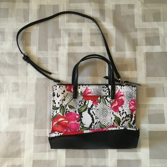 Tahari Floral Snake Satchel. - Picture 3 of 9